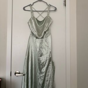 Fashionnova Thigh Split Silk Dress